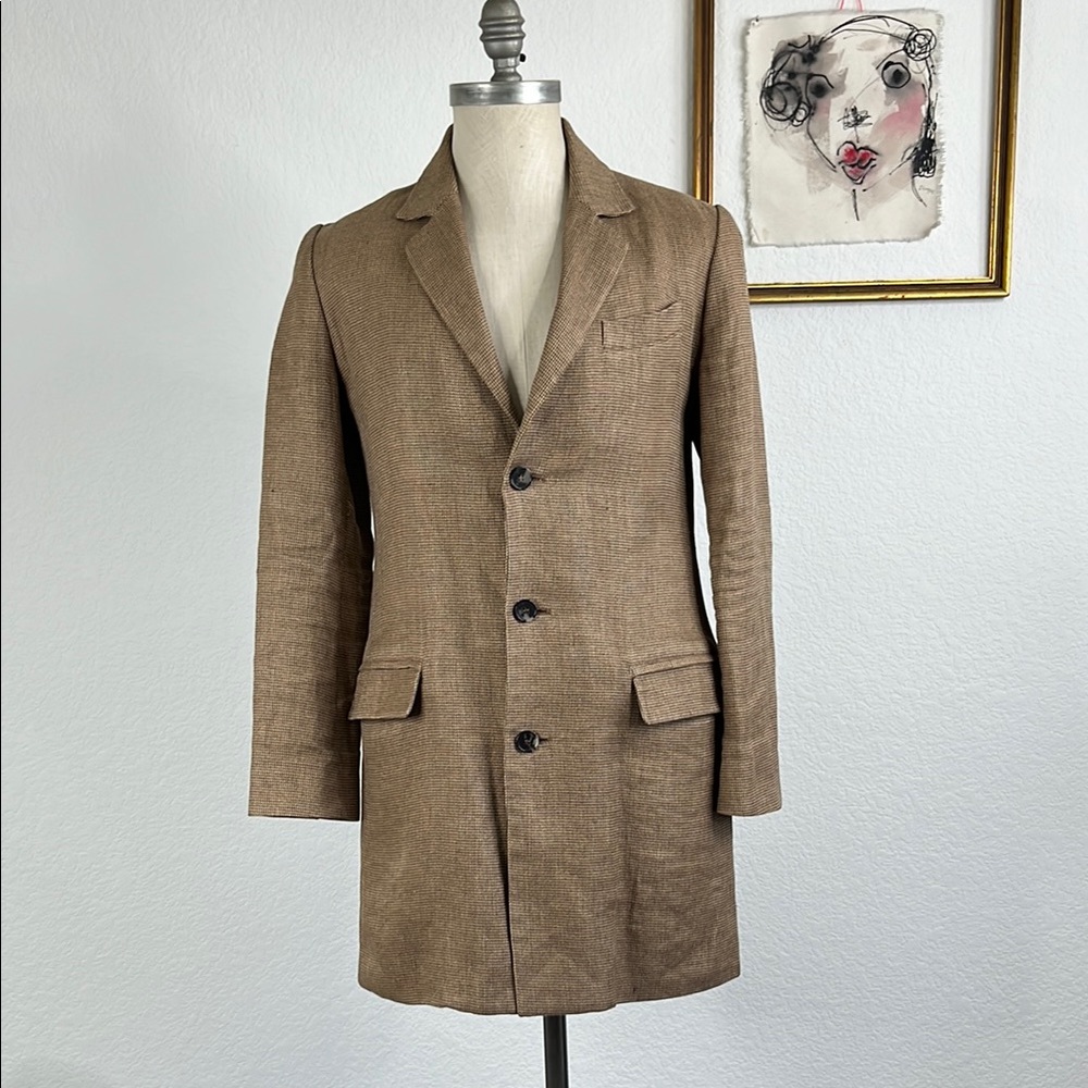 A.P.C. Car Tweed Hounstooh Classic Brown Blazer Caot Jacket - Picture 1 of 9
